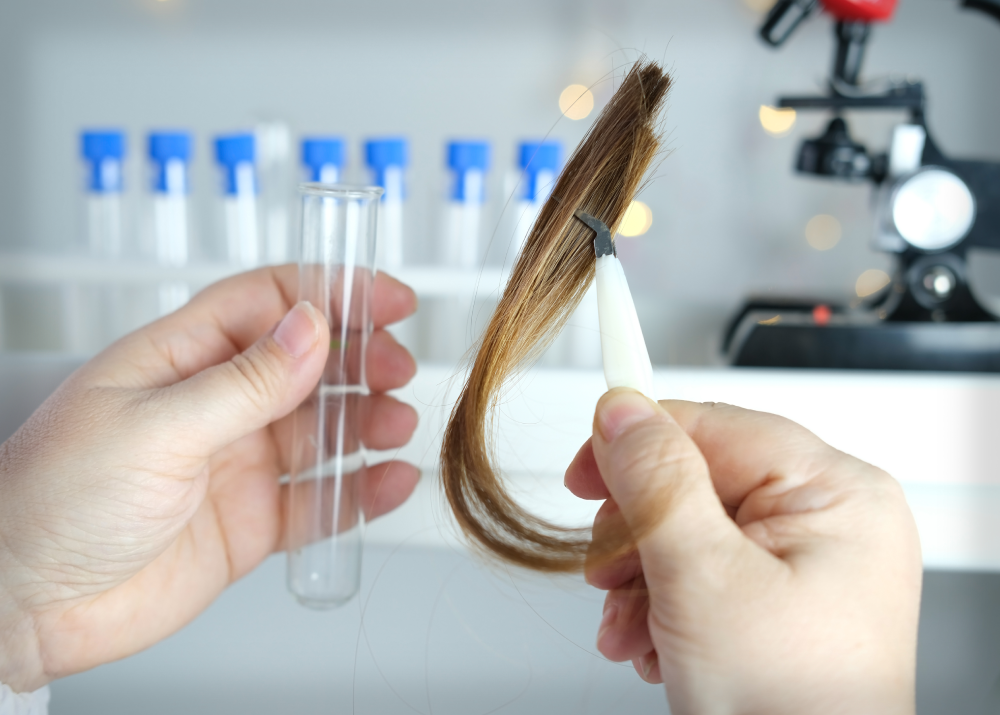 Lab Expert Holding Hair Sample